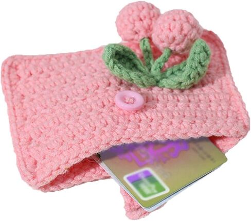 محفظة BIBITIME Crochet ID لبطاقة الائتمان ذات الأكمام الواقية ومحفظة صغيرة لتغيير العملات المعدنية (3.9 بوصة × 2.7 بوصة، أخضر فاتح) in Saudi Arabia