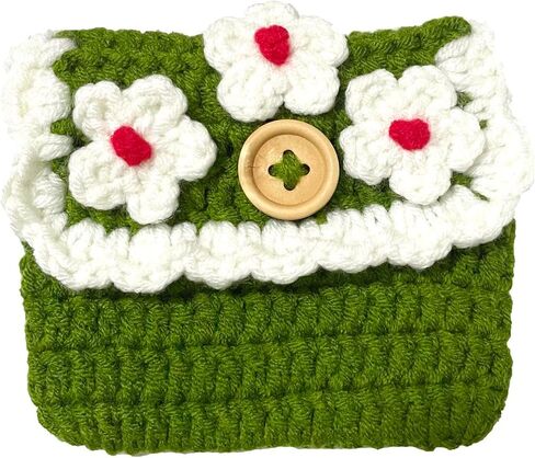 BIBITIME Sunflower Crochet ID Credit Card Protective Sleeve Purse Mini Coin Changes Wallet (3.9 inches x 2.7 inches, Light Green) in Kuwait