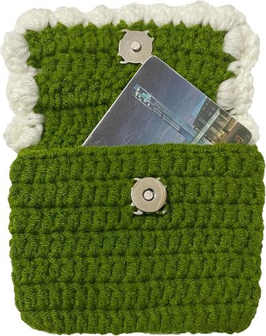 BIBITIME Sunflower Crochet ID Credit Card Protective Sleeve Purse Mini Coin Changes Wallet (3.9 inches x 2.7 inches, Light Green) in Kuwait