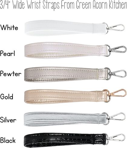Pewter Wristlet Strap - Handbag Strap - Vegan Faux Leather - 3/4 x 6 Inch Loop With Swivel Clip - 8 Inch total Length - Handmade by Green Acorn Kitchen in Saudi Arabia