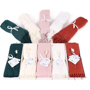 HTF Personalized Wedding Gifts Pashmina Shawls and Wraps for Evening Dresses, Wedding Favors, Bridal Shower Gifts, Engagement Gifts for Women, Quinceanera Gifts, Sweet 16 Gifts for Girls (Pale Pink, With Box)