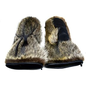 Long Men's Raccoon fur Mittens (Large) in Saudi Arabia