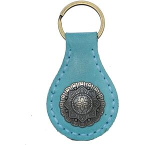 Handmade Blue Leather Teardrop Shaped Bracket Key chain Keychain Car Key Chain Door Key Pendant Decoration
