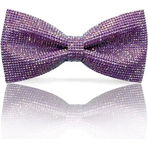 Crystal Rhinestones Pre-tied Bow Ties for men women | Formal Bowties with Adjustable Length | CK Bow (Purple AB)