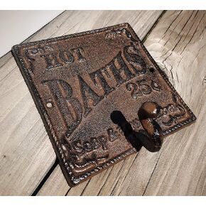 خطاف منشفة ريفي ساخن - ديكور الحمام الغربي بنمط عتيق - ديكور جدار المزرعة مع جاذبية الريف الفرنسي - يد من الحديد الزهر وشماعة مناشف الحمام مع مسامير متطابقة in Kuwait