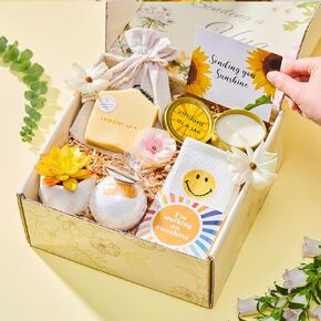 Birthday Gifts for Women Sunflower Gifts Sunshine Gifts Baskets for Women Gifts for Friends Female Self Care Package Thinking of You Gift Box for Her Sister Boss Lady Inspirational Get Well Soon Gifts in Kuwait