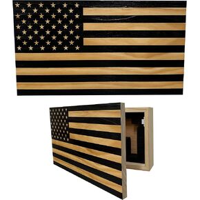 Bellewood Designs American Flag - Hidden Gun Safe with Magnetic Lock | Quick Access Hidden Gun Shelf - Handcrafted Concealment Shelf - USA Made Wall Gun Safe - Patriotic Wall Decor in Kuwait
