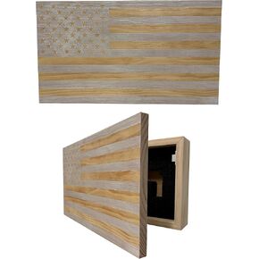 Bellewood Designs American Flag - Hidden Gun Safe with Magnetic Lock | Quick Access Hidden Gun Shelf - Handcrafted Concealment Shelf - USA Made Wall Gun Safe - Patriotic Wall Decor in Saudi Arabia