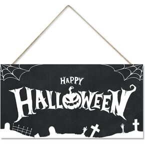 Halloween Door Decorations, Wooden Happy Halloween Hanging Sign Wall Sign Front Door, Halloween Home Party Indoor Outdoor Decor