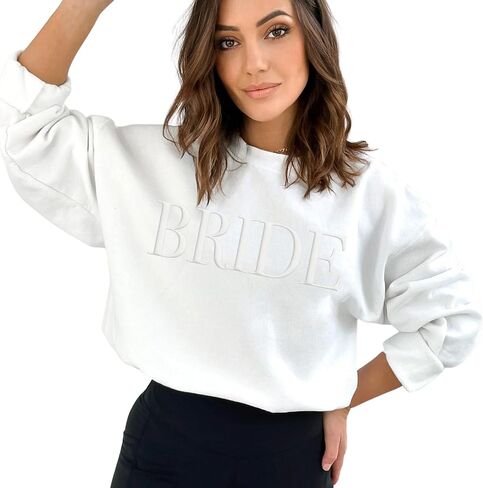 Bride Sweatshirt, Engagement gift, Future Mrs Sweatshirt, Bride to be Gift, Embossed Bachelorette Gift, New Mrs, Fiancee Gift, Newly Engaged (M, White) in Kuwait