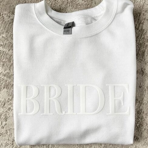 Bride Sweatshirt, Engagement gift, Future Mrs Sweatshirt, Bride to be Gift, Embossed Bachelorette Gift, New Mrs, Fiancee Gift, Newly Engaged (M, White) in Kuwait
