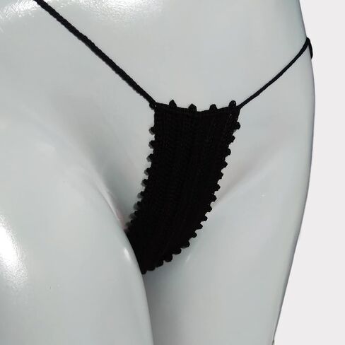 Extreme micro bikini bottom Black Crochet micro thong bikini bottoms G-string thong in Saudi Arabia