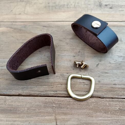 2 pack leather belt keepers+1 solid brass buckles keychains,leather belt keepers for men and women (Black) in Kuwait