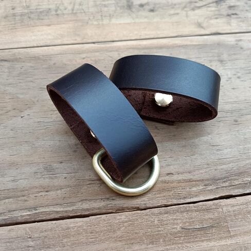2 pack leather belt keepers+1 solid brass buckles keychains,leather belt keepers for men and women (Black) in Kuwait