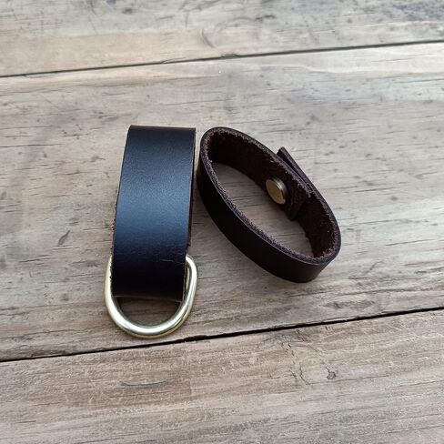 2 pack leather belt keepers+1 solid brass buckles keychains,leather belt keepers for men and women (Black) in Kuwait