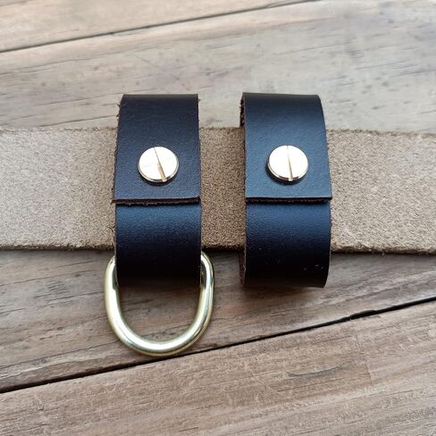 2 pack leather belt keepers+1 solid brass buckles keychains,leather belt keepers for men and women (Black) in Kuwait