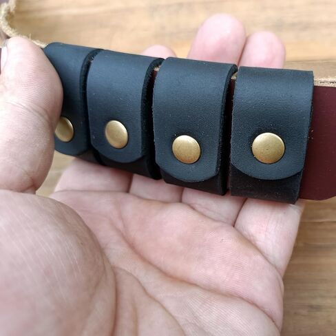 4 packs duty belt keeper for man and women leather belt loop keychain keep your extra long belt (Small, Brown) in Kuwait