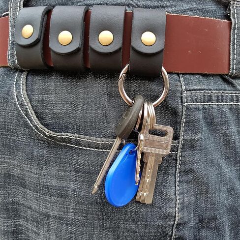 4 packs duty belt keeper for man and women leather belt loop keychain keep your extra long belt (Small, Brown) in Kuwait