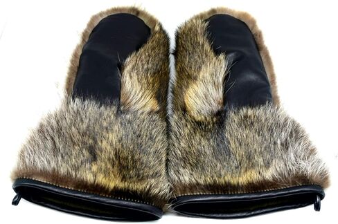 Long Men's Raccoon fur Mittens (Large) in Saudi Arabia
