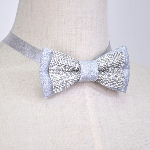 Glitter Pre-tied Bow Ties with Rhinestones for men women | Formal Bowties with Adjustable Length | CK Bow Tie (Champagne and Metallic Gold) in Kuwait
