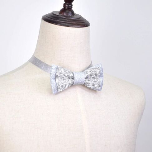 Glitter Pre-tied Bow Ties with Rhinestones for men women | Formal Bowties with Adjustable Length | CK Bow Tie (Champagne and Metallic Gold) in Kuwait