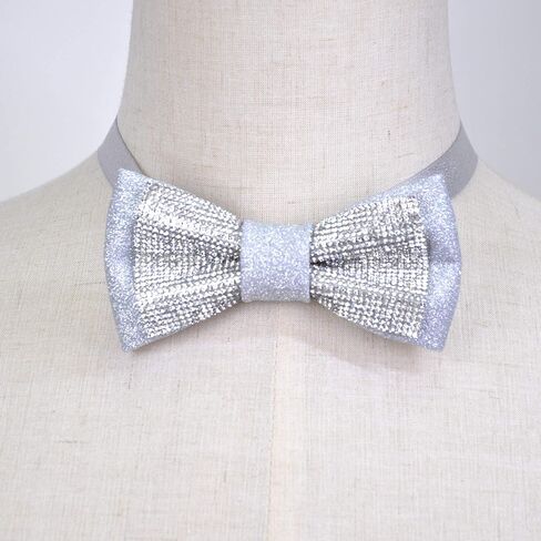 Glitter Pre-tied Bow Ties with Rhinestones for men women | Formal Bowties with Adjustable Length | CK Bow Tie (Champagne and Metallic Gold) in Kuwait