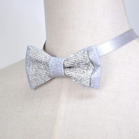 Glitter Pre-tied Bow Ties with Rhinestones for men women | Formal Bowties with Adjustable Length | CK Bow Tie (Champagne and Metallic Gold) in Kuwait