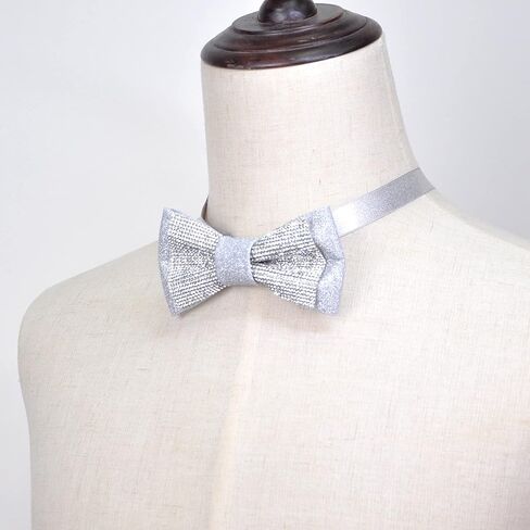 Glitter Pre-tied Bow Ties with Rhinestones for men women | Formal Bowties with Adjustable Length | CK Bow Tie (Champagne and Metallic Gold) in Kuwait