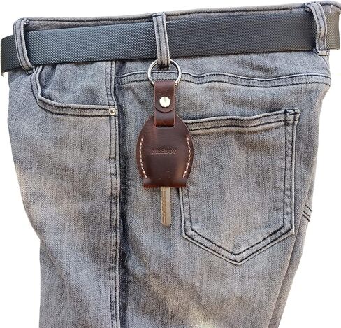 Handmade Key chain Leather Protective Key Holder Large Capacity Protective Case Key sleeve key fob case (Black) in Kuwait