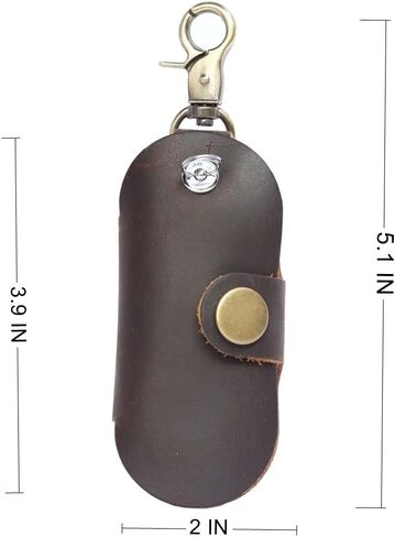 Dark Brown Simple Multifunctional Leather Key Organizer Door Key Car Key Case in Saudi Arabia