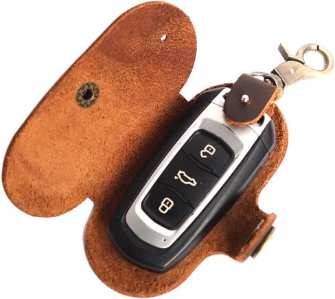 Dark Brown Simple Multifunctional Leather Key Organizer Door Key Car Key Case in Saudi Arabia