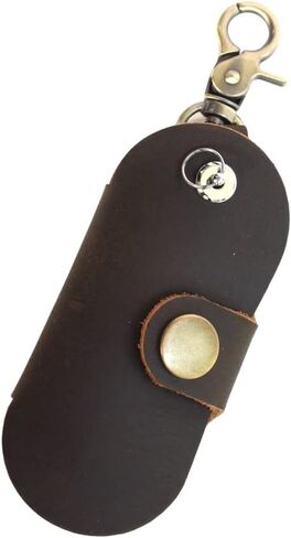 Dark Brown Simple Multifunctional Leather Key Organizer Door Key Car Key Case in Saudi Arabia
