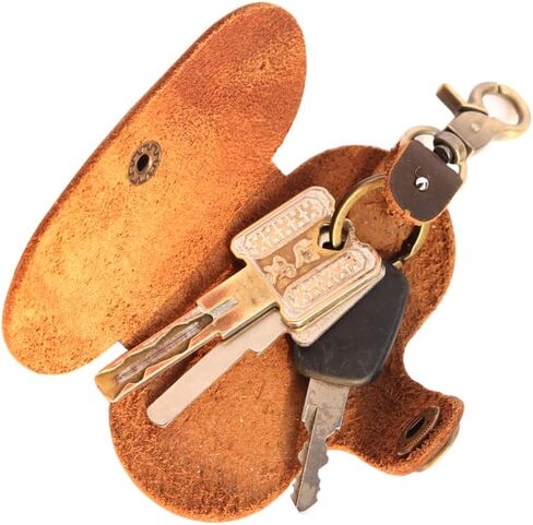 Dark Brown Simple Multifunctional Leather Key Organizer Door Key Car Key Case in Saudi Arabia