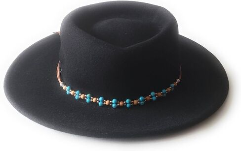 Cowboy Hat Band Jewelry Turquoise Bead Cedar Wood Scallop Weave Micro Suede Leather Adjustable Sizing Boho Western in Saudi Arabia