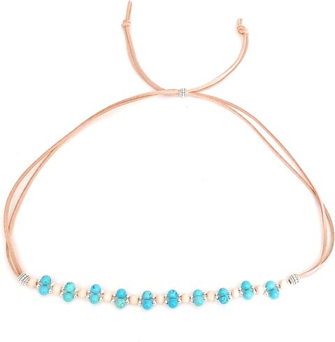 Cowboy Hat Band Jewelry Turquoise Bead Cedar Wood Scallop Weave Micro Suede Leather Adjustable Sizing Boho Western in Saudi Arabia