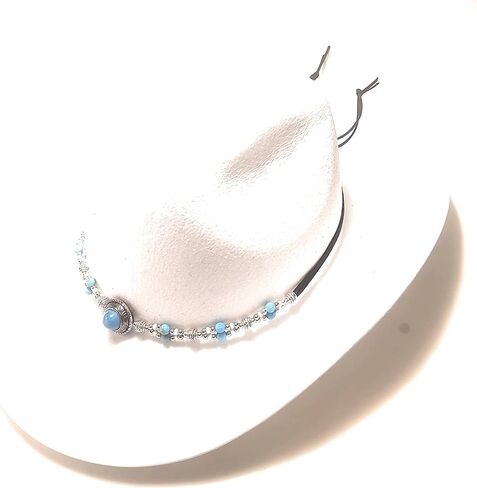 Turquoise Concho Hat Band Bead Gemstone Micro Suede Leather Adjustable Sizing in Saudi Arabia