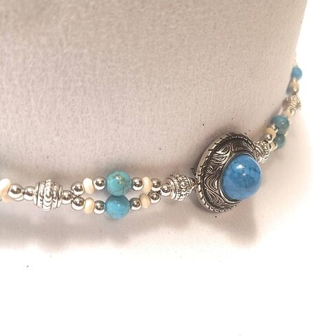 Turquoise Concho Hat Band Bead Gemstone Micro Suede Leather Adjustable Sizing in Saudi Arabia