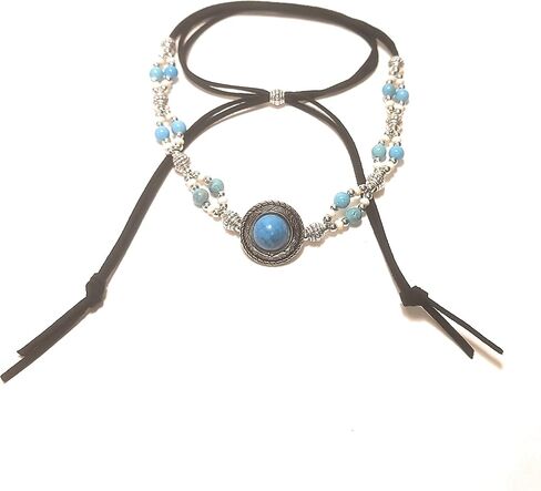Turquoise Concho Hat Band Bead Gemstone Micro Suede Leather Adjustable Sizing in Saudi Arabia