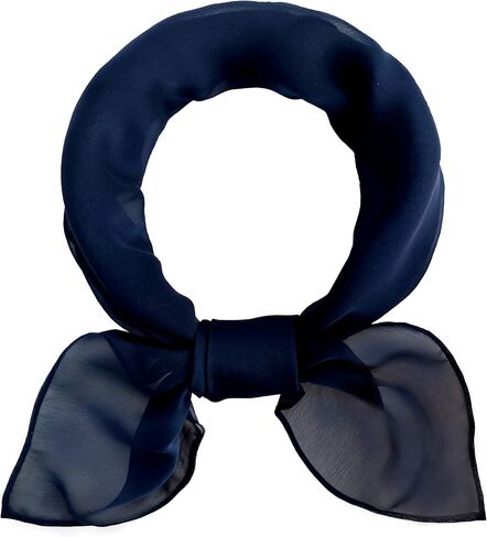 34 Color Variations Sheer Chiffon Square Neck Scarf 27"x27" Neckerchief 1950s Headscarf for Women (Blue Purple) in Kuwait