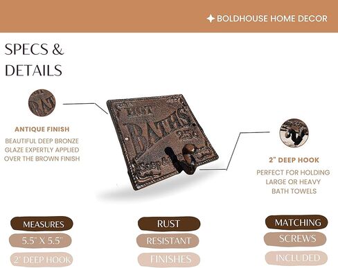 خطاف منشفة ريفي ساخن - ديكور الحمام الغربي بنمط عتيق - ديكور جدار المزرعة مع جاذبية الريف الفرنسي - يد من الحديد الزهر وشماعة مناشف الحمام مع مسامير متطابقة in Kuwait