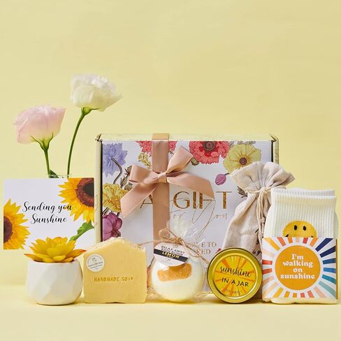 Birthday Gifts for Women Sunflower Gifts Sunshine Gifts Baskets for Women Gifts for Friends Female Self Care Package Thinking of You Gift Box for Her Sister Boss Lady Inspirational Get Well Soon Gifts in Kuwait