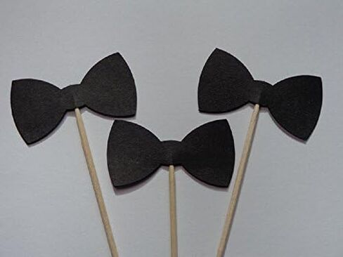 Black Bow Tie Cupcake Toppers - Food Picks - Party Picks - Tuxedo Wedding Toppers - Bowtie - Bowties(Set of 24) in Saudi Arabia