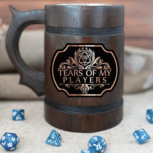 كوب دموع اللاعبين من أجل الزنزانات والتنينات هدايا الحفلات لعشاق dnd كوب البيرة الخشبي DM 17oz Dungeon Master D&D هدية Beer Stein الذكرى السنوية لعيد الميلاد وعيد الميلاد له Beer Tankard K664 in Saudi Arabia