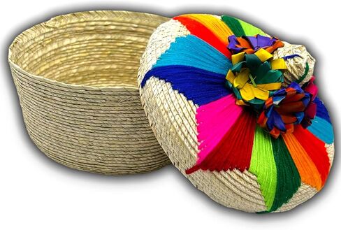Amantoli - Mexican 100% Handwoven |1 Large Tortilla Baskets | Mexican Handcrafted Tortilla Warmer |Tortillero de Palma Hecho en Mexico | Palm Straw Mexican Tortilla Bowl | Fiesta - Decoration. in Kuwait