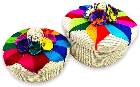 Amantoli - Mexican 100% Handwoven |1 Large Tortilla Baskets | Mexican Handcrafted Tortilla Warmer |Tortillero de Palma Hecho en Mexico | Palm Straw Mexican Tortilla Bowl | Fiesta - Decoration. in Kuwait