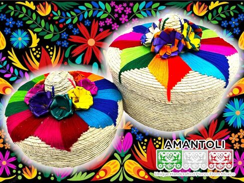 Amantoli - Mexican 100% Handwoven |1 Large Tortilla Baskets | Mexican Handcrafted Tortilla Warmer |Tortillero de Palma Hecho en Mexico | Palm Straw Mexican Tortilla Bowl | Fiesta - Decoration. in Kuwait