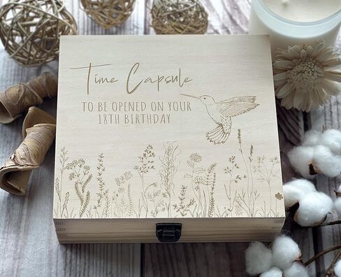 1st Birthday Time Capsule:To Open on Your 18th Birthday,Baby Milestone Legacy: Handcrafted Engraved Box for 18th Year Reveal, Anniversary & Timeless Memory Preservation, Premium Keepsake(Size 1 Dark) in Kuwait