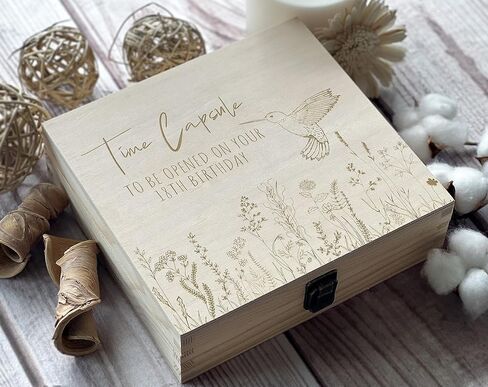 1st Birthday Time Capsule:To Open on Your 18th Birthday,Baby Milestone Legacy: Handcrafted Engraved Box for 18th Year Reveal, Anniversary & Timeless Memory Preservation, Premium Keepsake(Size 1 Dark) in Kuwait