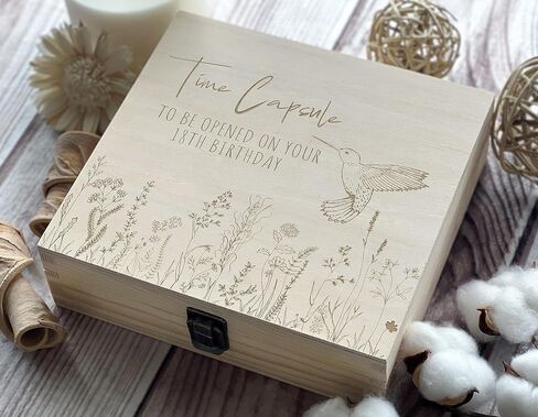 1st Birthday Time Capsule:To Open on Your 18th Birthday,Baby Milestone Legacy: Handcrafted Engraved Box for 18th Year Reveal, Anniversary & Timeless Memory Preservation, Premium Keepsake(Size 1 Dark) in Kuwait