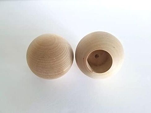 Dowel Cap End 2" Diameter with 7/8" Hole wooden shapes (Package of 2) 2 inch Wooden Ball Unfinished Wood 7/8" dowel hole in Saudi Arabia